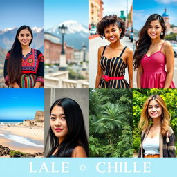 Five stunning portraits of young Chilean women, each showcasing their unique beauty and cultural heritage