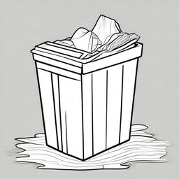 Colorful illustration of a clean bathroom trash bin with paper inside.