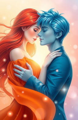 A visually striking representation of the concept of 'opposites attract', featuring two contrasting figures blending together harmoniously