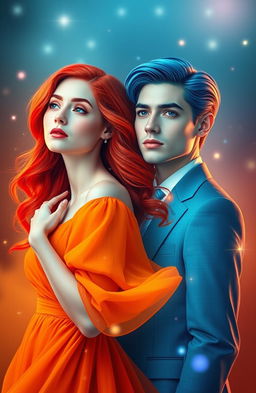A visually striking representation of the concept of 'opposites attract', featuring two contrasting figures blending together harmoniously