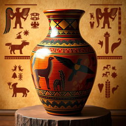 A beautifully crafted Inca vase, showcasing intricate designs and symbolism representative of Inca culture