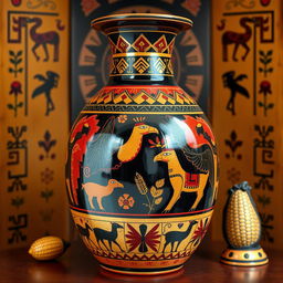 A beautifully crafted Inca vase, showcasing intricate designs and symbolism representative of Inca culture