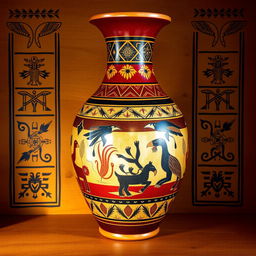 A beautifully crafted Inca vase, showcasing intricate designs and symbolism representative of Inca culture