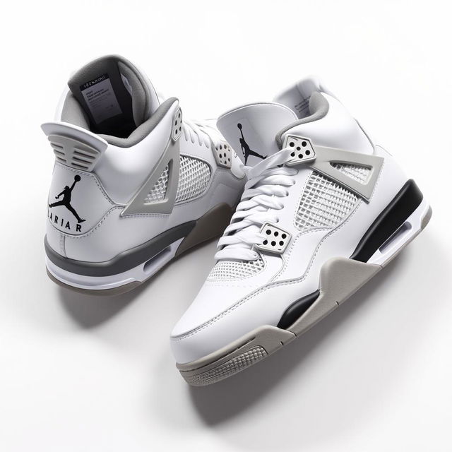 A pair of Retro Air Jordan 4 sneakers, displayed on a clean white background