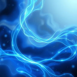 An abstract representation of blue energy flowing gracefully through a surreal landscape