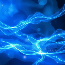 An abstract representation of blue energy flowing gracefully through a surreal landscape