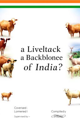 A book cover design featuring the title 'Is Livestock a Backbone of India' prominently displayed at the center in bold, elegant lettering