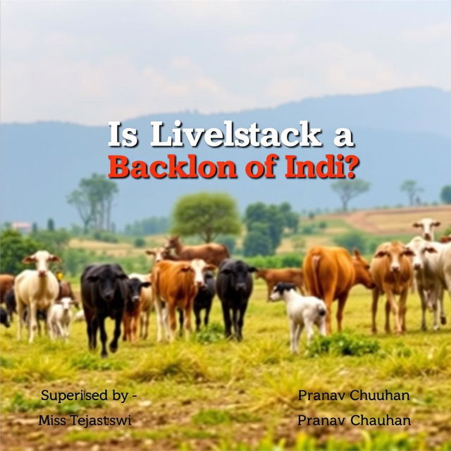 A professional and eye-catching cover page design showcasing the title 'Is Livestock a Backbone of India' prominently at the center in bold, attractive font