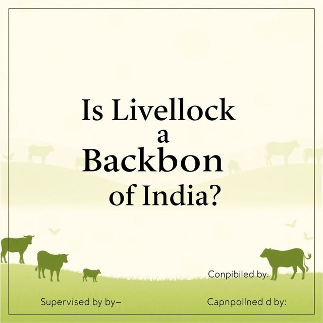 A visually appealing cover page design featuring the title "Is Livestock a Backbone of India" prominently in the center at the top in bold, eye-catching font