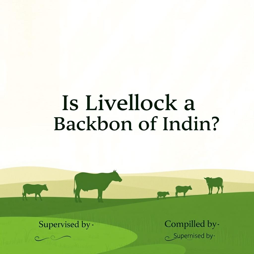 A visually appealing cover page design featuring the title "Is Livestock a Backbone of India" prominently in the center at the top in bold, eye-catching font