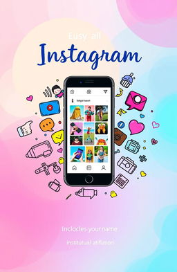 A vibrant academic cover design for a scientific paper themed around Instagram