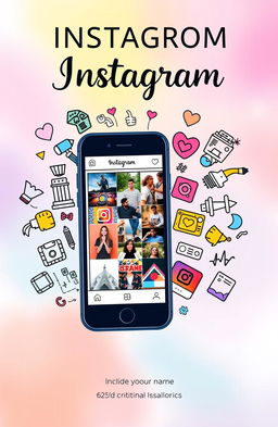 A vibrant academic cover design for a scientific paper themed around Instagram