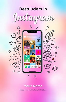 A vibrant academic cover design for a scientific paper themed around Instagram