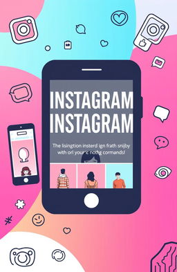 A stylish and modern cover design for a scientific paper themed around Instagram, featuring a vibrant color palette that includes shades of pink, blue, and white