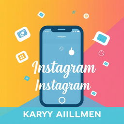 Sebuah desain sampul yang stylish dan modern untuk karya ilmiah bertema Instagram, menampilkan palet warna cerah yang mencakup nuansa merah jambu, biru, dan putih