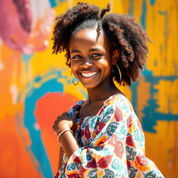A beautiful portrait of a confident Black girl, showcasing her unique features with pride