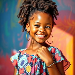 A beautiful portrait of a confident Black girl, showcasing her unique features with pride