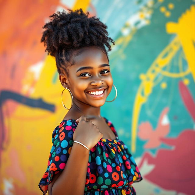 A beautiful portrait of a confident Black girl, showcasing her unique features with pride