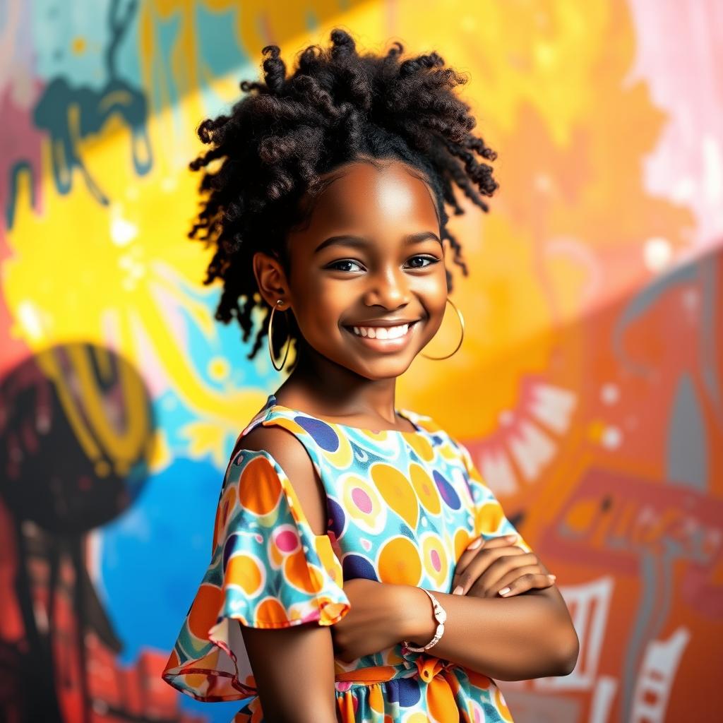 A beautiful portrait of a confident Black girl, showcasing her unique features with pride