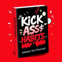 A bold and eye-catching book cover design titled 'KICK A$$ HABITS'