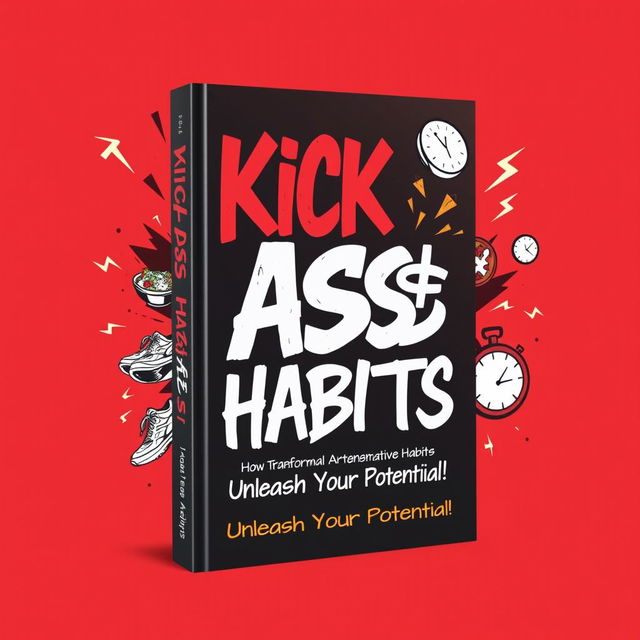 A bold and eye-catching book cover design titled 'KICK A$$ HABITS'