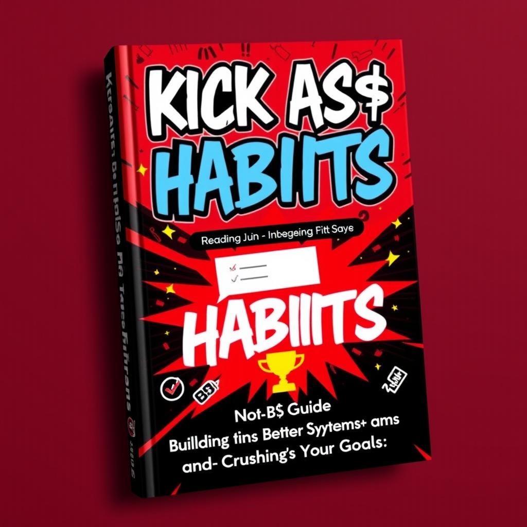 An engaging and vibrant book cover design featuring the title 'KICK A$$ HABITS' at the top in a bold, graffiti-inspired font that jumps off the cover