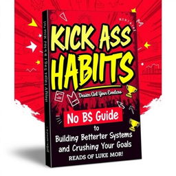 An engaging and vibrant book cover design featuring the title 'KICK A$$ HABITS' at the top in a bold, graffiti-inspired font that jumps off the cover