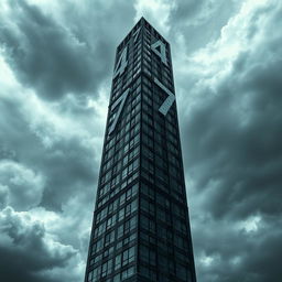 A psychological novel book cover that conveys themes of madness and being lost in an imaginary mathematical mind, symbolized through a towering skyscraper