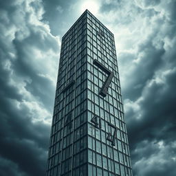 A psychological novel book cover that conveys themes of madness and being lost in an imaginary mathematical mind, symbolized through a towering skyscraper