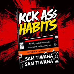 A striking book cover design for 'KICK A$$ HABITS' featuring the main title in bold, edgy, graffiti-style typography that commands attention