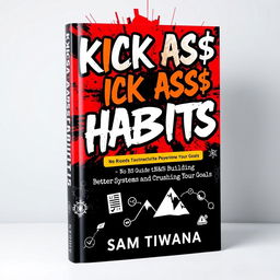 A striking book cover design for 'KICK A$$ HABITS' featuring the main title in bold, edgy, graffiti-style typography that commands attention