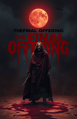 A powerful fantasy poster depicting a lone figure draped in the Shroud of Kaal standing on a blood-soaked ground, with a resolute expression and intense gaze