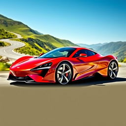 A sleek and modern sports car, with a shiny red exterior and a distinctive aerodynamic shape