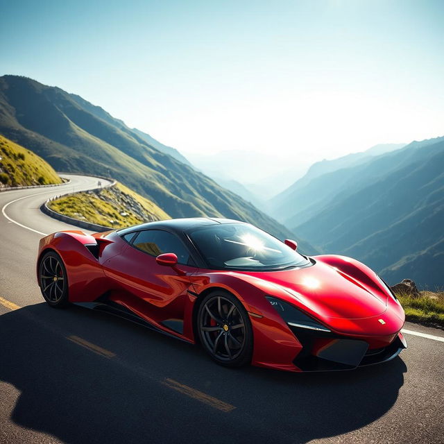 A sleek and modern sports car, with a shiny red exterior and a distinctive aerodynamic shape