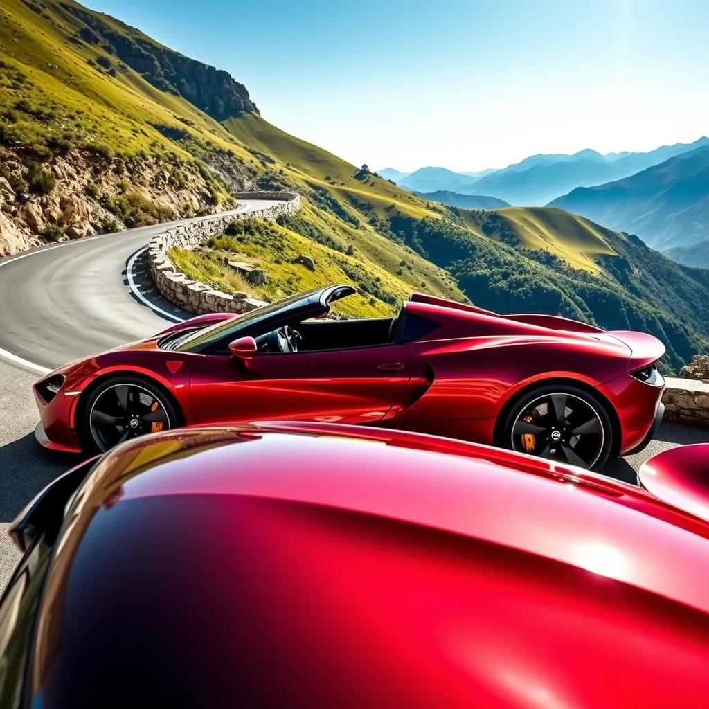 A sleek and modern sports car, with a shiny red exterior and a distinctive aerodynamic shape