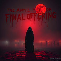In the dark night pierced by a crimson glow, a lone figure stands on blood-soaked ground, draped in a detailed Shroud of Kaal