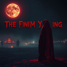 In the oppressive darkness of night, illuminated by a piercing crimson glow, a lone figure stands on blood-soaked ground, draped in the intricate Shroud of Kaal