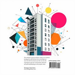 A psychological back book cover showcasing an intricate blend of geometric shapes and patterns, symbolizing the complexity and structure of the mind