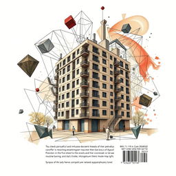 A psychological back book cover featuring a striking geometric drawing that intertwines complex shapes and patterns, representing the intricacies of the mind
