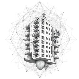 A psychological back book cover featuring an elaborate geometric drawing that intertwines a variety of complex shapes and patterns, symbolizing the intricacies of the human mind