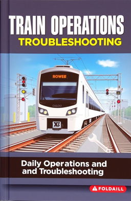 A detailed and visually engaging instructional book cover for train operations troubleshooting