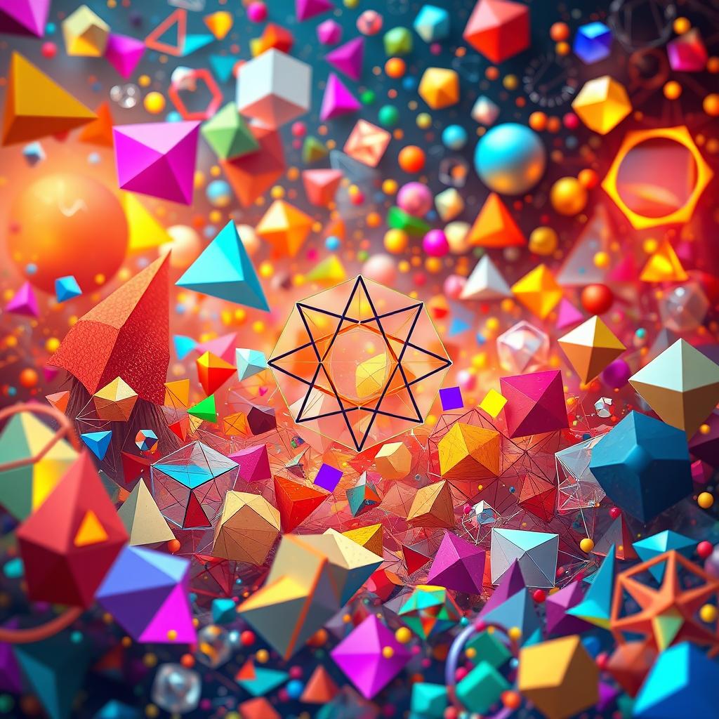 A stunning, realistic background that showcases a vibrant and intricate display of geometry and mathematical shapes