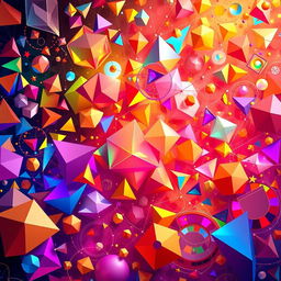 A stunning, realistic background that showcases a vibrant and intricate display of geometry and mathematical shapes