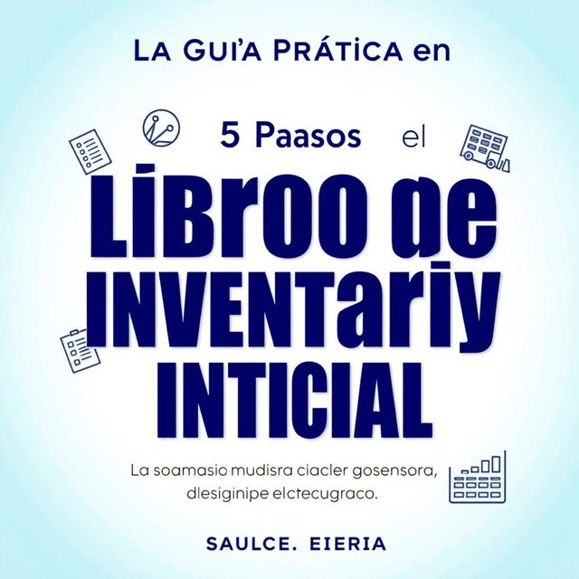 A bright and engaging book cover for 'La Guía Práctica en 5 Pasos para Dominar el Libro de Inventario Inicial', featuring a clean and modern design