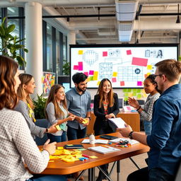 A vibrant and dynamic workplace environment showcasing innovation and creativity