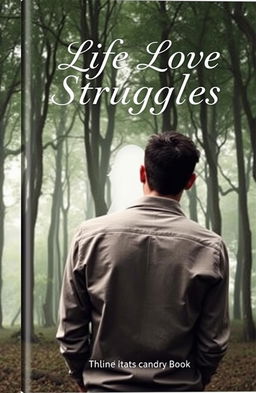 A book cover featuring a man facing backwards, looking confused as he gazes at a forest of trees