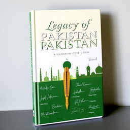 A beautifully designed and elegant book cover for 'Legacy of PAKISTAN: A Signature Collection'