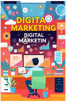 A visually engaging illustration depicting the science of digital marketing