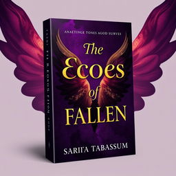 A 3D paperback book cover design for the novel 'The Echoes of Fallen' by Sariya Tabassum, formatted to the dimensions of 5