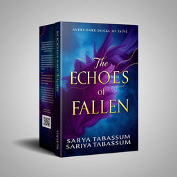 A 3D paperback book cover design for the novel 'The Echoes of Fallen' by Sariya Tabassum